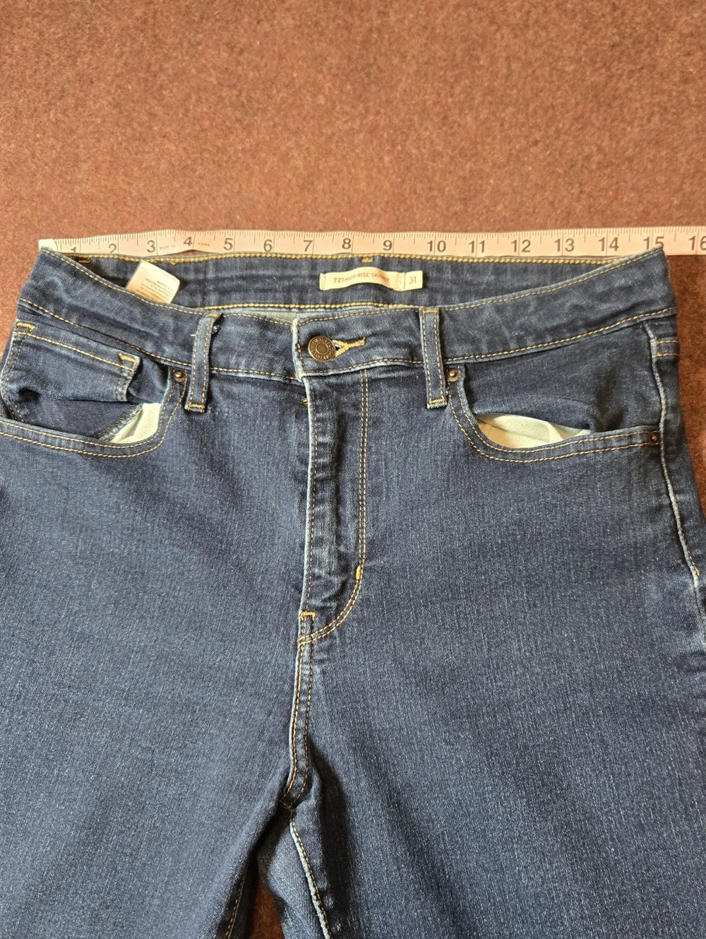 Levi's 721 31x31 Marked 31x32 But Shrink Skinny Jeans Dark Wash - Picture 8 of 10